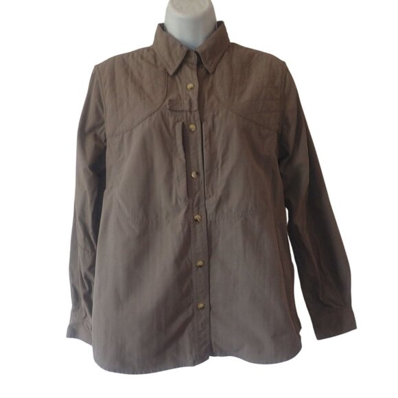 L.L. Bean Tops - LL Bean Brown Shooting Field Shirt Button Up Quilted Shoulder Size s Long Sleeve